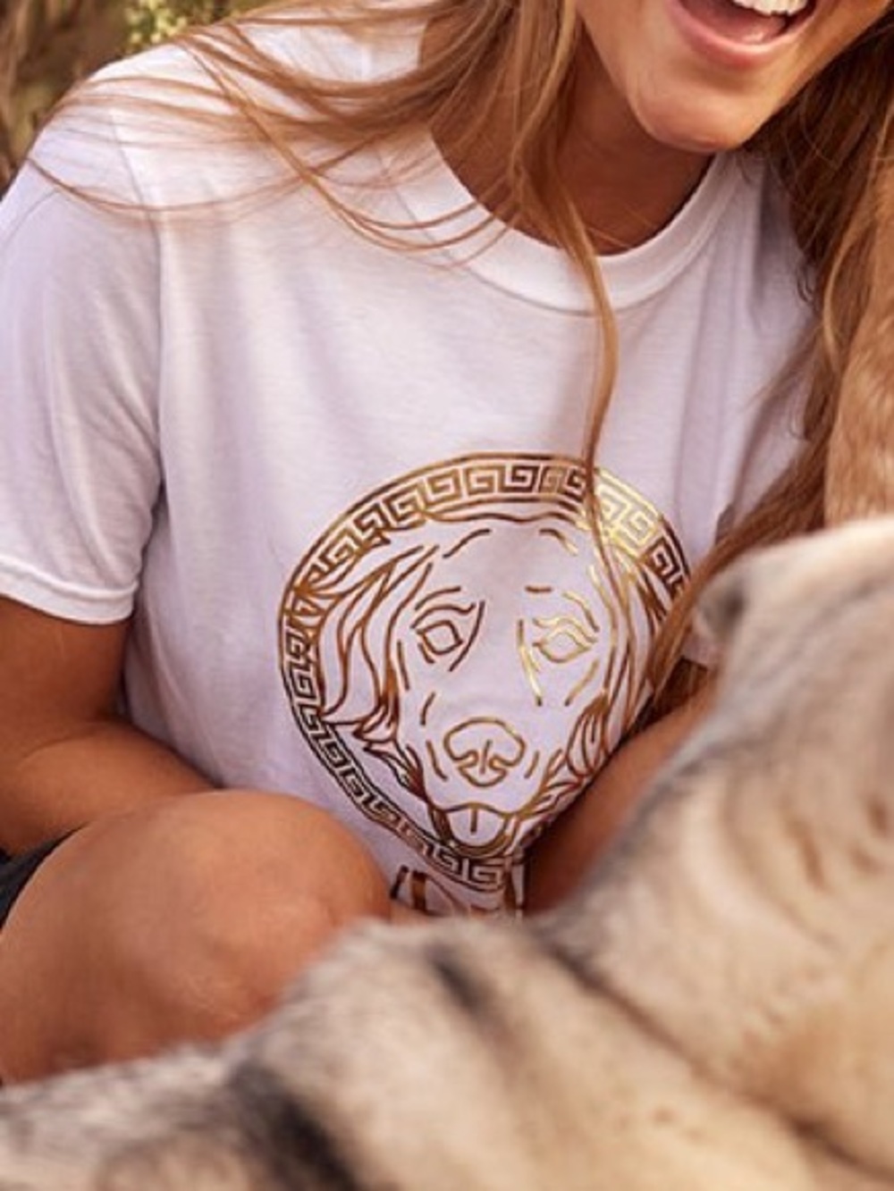 Verdoggie White Crop Top with Gold Foil Logo
